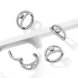 All 316L Surgical Steel Hinged Segment Double layer CZ Hoop Tragus