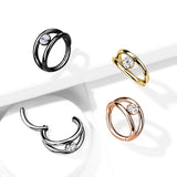 All 316L Surgical Steel Hinged 2 layer CZ Center Hoop Segment Rings Helix Piercing