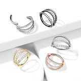 All 316L Surgical Steel Hinged Triple layer CZ Hoop Segment  Rings Helix Piercing