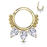 High Quality Precision Pear CZ Bead Nose Septum Ear Cartilage Daith Helix Tragus Rings