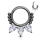 High Quality Precision Pear CZ Bead Nose Septum Ear Cartilage Daith Helix Tragus Rings