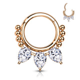 High Quality Precision Pear CZ Bead Nose Septum Ear Cartilage Daith Helix Tragus Rings