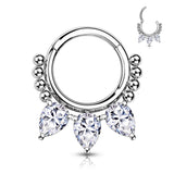 High Quality Precision Pear CZ Bead Nose Septum Ear Cartilage Daith Helix Tragus Rings