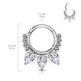 High Quality Precision Pear CZ Bead Nose Septum Ear Cartilage Daith Helix Tragus Rings