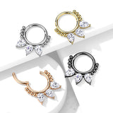High Quality Precision Pear CZ Bead Nose Septum Ear Cartilage Daith Helix Tragus Rings