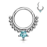 High Quality Precision Star CZ Bead Hinged Segment Nose Septum Ear Cartilage