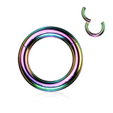 Titanium Large Gauge Hinged Segment Ring For Septum Lip Nose Daith