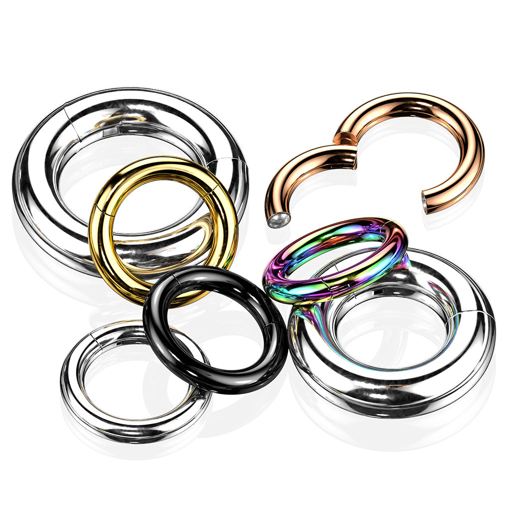 BodyJewelryOnline Steel Purple Hinged Clicker Ring - Septum, Lip, Nose, Cartilage Piercing Jewelry 20G-10G - View #2