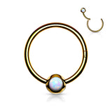 18G All Surgical Steel Opal Ball Hinged Segment Hoop Rings Tragus Ear Cartilage