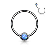 18G All Surgical Steel Opal Ball Hinged Segment Hoop Rings Tragus Ear Cartilage