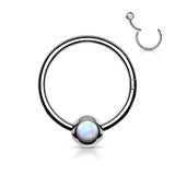 18G All Surgical Steel Opal Ball Hinged Segment Hoop Rings Tragus Ear Cartilage