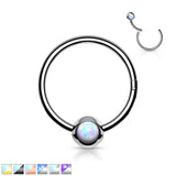 18G All Surgical Steel Opal Ball Hinged Segment Hoop Rings Tragus Ear Cartilage