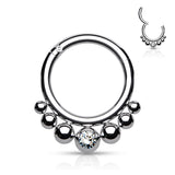 All 316L Surgical Steel Graduated Ball CZ Segment Hoop Rings Nose Septum