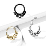 All 316L Surgical Steel Graduated Ball CZ Segment Hoop Rings Nose Septum