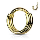 316L Surgical Steel Triple Layered Hinged Segment Hoop Rings Nose Septum