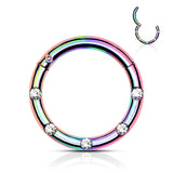 CZ Front Facing Surgical Steel Hinge Hoop Segment Ring Ear Cartilage Nose Septum