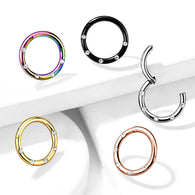 CZ Front Facing Surgical Steel Hinge Hoop Segment Ring Ear Cartilage Nose Septum