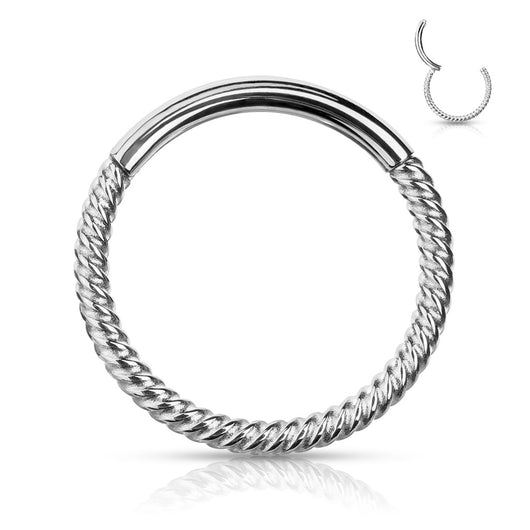 16G Titanium Plated On All Surgical Steel Hinged Segment Hoop Braided Rings