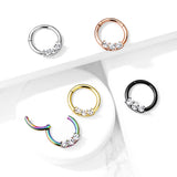 Precision 3 CZ Set All Surgical Steel Hinged Segment Hoop Ring