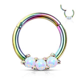 Precision 3 OPal Set All Surgical Steel Hinged Segment Hoop Rings