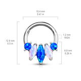 4-Marquise Opal Hinge Hoop Segment Ring Ear Cartilage Nose Septum Daith