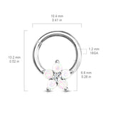 Opal Glitter Flower Hinge Hoop Segment Ring Ear Cartilage Nose Septum Tragus Rings