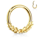 All Surgical Steel Laurel Leaves Hinge Hoop Segment Ring Ear Cartilage Nose Septum