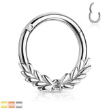 All Surgical Steel Laurel Leaves Hinge Hoop Segment Ring Ear Cartilage Nose Septum