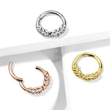 All Surgical Steel Laurel Leaves Hinge Hoop Segment Ring Ear Cartilage Nose Septum