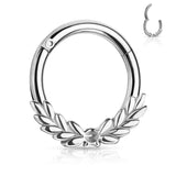 All Surgical Steel Laurel Leaves Hinge Hoop Segment Ring Ear Cartilage Nose Septum