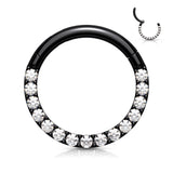 Precision CNC CZ Set Front Facing All Surgical Steel Hinged Segment Hoop Ring