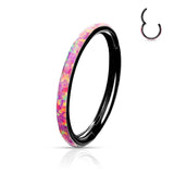 Precision Opal Set Solid Surgical Steel Hinged Segment Hoop Rings