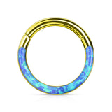 Precision Opal Set Front All Surgical Steel Hinged Segment Hoop Ring Ear Cartilage