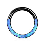 Precision Opal Set Front All Surgical Steel Hinged Segment Hoop Ring Ear Cartilage