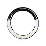 Precision Opal Set Front All Surgical Steel Hinged Segment Hoop Ring Ear Cartilage