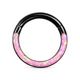 Precision Opal Set Front All Surgical Steel Hinged Segment Hoop Ring Ear Cartilage