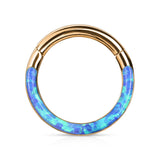 Precision Opal Set Front All Surgical Steel Hinged Segment Hoop Ring Ear Cartilage
