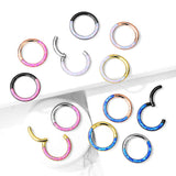 Precision Opal Set Front All Surgical Steel Hinged Segment Hoop Ring Ear Cartilage