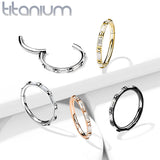 Titanium Hinged Segment Hoop Ring Facing Baguette CZ For Nose Septum Cartilage