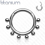 Titanium Hinged Segment Hoop Ring Sphere For Nose Septum Cartilage