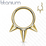 Titanium Hinged Segment Hoop Ring Spikes For Nose Septum Cartilage