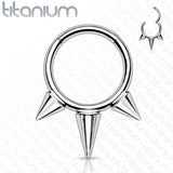 Titanium Hinged Segment Hoop Ring Spikes For Nose Septum Cartilage