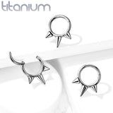 Titanium Hinged Segment Hoop Ring Spikes For Nose Septum Cartilage