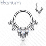 Titanium Hinged Segment Hoop Ring Tribal For Nose Septum Cartilage