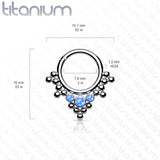 Implant Grade Titanium Hinged Beads & Opal Segment Hoop Rings Nose Septum