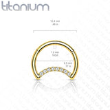 Titanium Hinged Segment Hoop Ring CZ Crescent For Nose Septum Cartilage