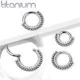 Titanium Hinged Segment Hoop Ring CZs Beads For Nose Septum Cartilage