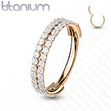 Titanium Hinged Segment Hoop Ring CZ Lines For Nose Septum Cartilage