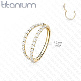 Titanium Hinged Segment Ring CZ Double Hoop For Nose Septum Cartilage