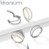 Titanium Hinged Segment Ring CZ Double Hoop For Nose Septum Cartilage